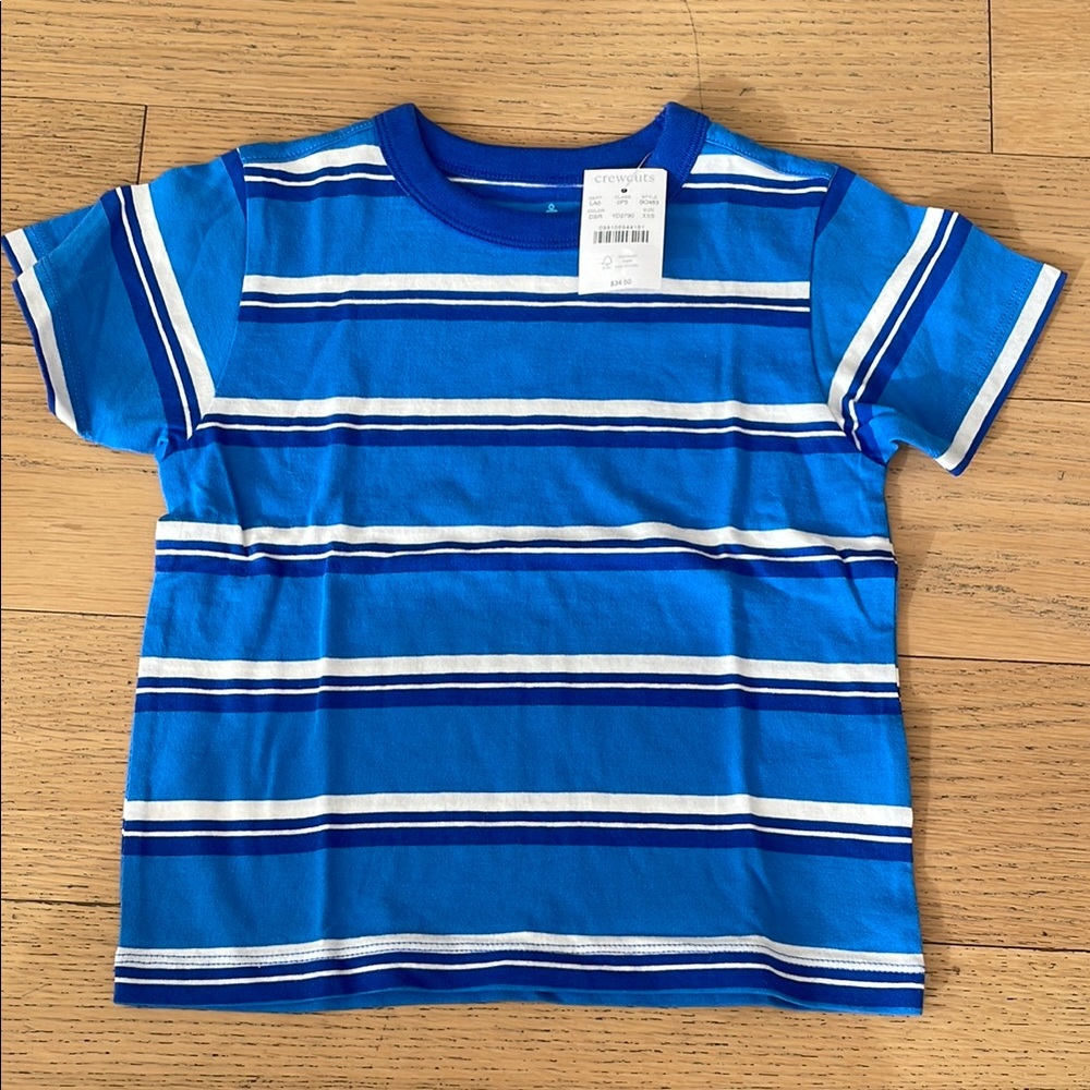 Jcrew Crewcuts Blue Striped Kids T-Shirt Sz 2-3T